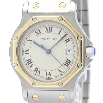 CARTIERPolished  Santos Octagon 18K Gold Steel Automatic Mens Watch BF566045