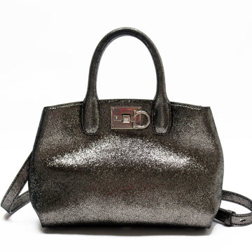 SALVATORE FERRAGAMO Handbag Shoulder Bag Gancini/Coated Leather Silver Women's w0148g