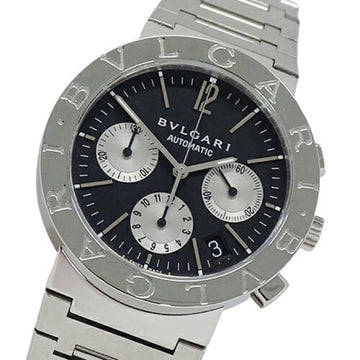 BVLGARI Watch Men's Brand Bulgari Chronograph Date Automatic Winding AT Stainless Steel SS BB38SSCH Silver Black Polished