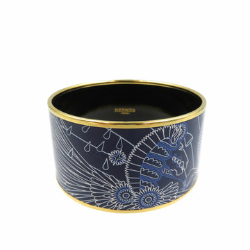 HERMES enamel Pegasus source metal navy white bangle 0020