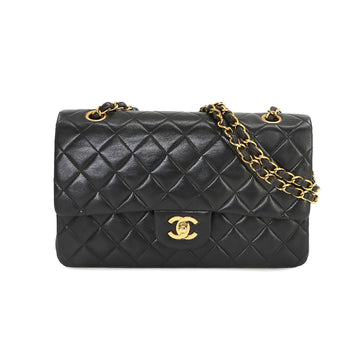 CHANEL Matelasse 25 Chain Shoulder Bag Leather Black A01112 Gold Hardware