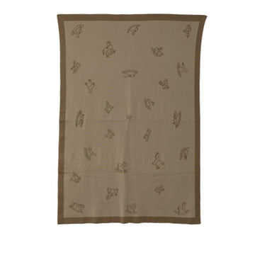 HERMES Rocking Horse Blanket, Large, Throw, Beige, Brown, Silk, Women's,