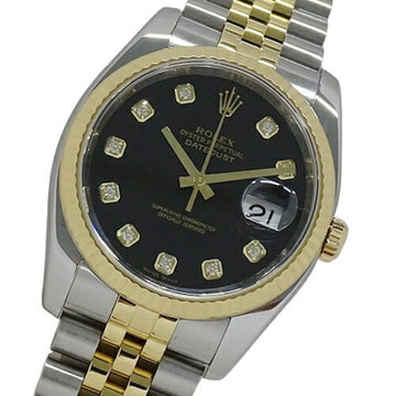 ROLEX Datejust 116233G V-serial number Men's watch 10P Diamond Automatic AT Stainless steel SS Gold YG combination Black Polished