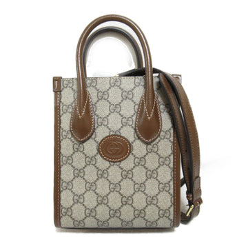 GUCCI 2wayShoulder Bag Beige leather PVC coated canvas 671623