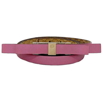GUCCI Waist Belt Pink Interlocking 282247 ec-20158 Ribbon Leather GP  Thin Women's Fashion
