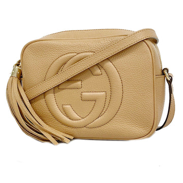 GUCCI Shoulder Bag Soho Small Disco 308364 Leather Beige Champagne Ladies