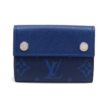 LOUIS VUITTON Monogram Taigarama Discovery Compact Wallet Blue