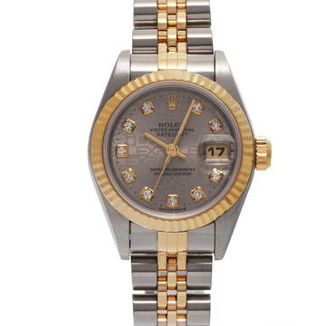 ROLEX Datejust 10P Diamond 69173G Ladies YG/SS Watch Automatic Printed Computer Dial