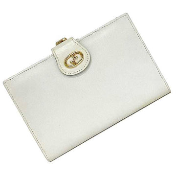 GUCCI Bi-fold Wallet White Old ec-20199 Leather  Compact GG Retro Women's