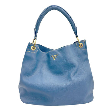 PRADA Shoulder Bag Leather Blue Women's z0910