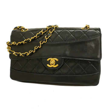 CHANEL Shoulder Bag Matelasse W Chain Lambskin Black Women's