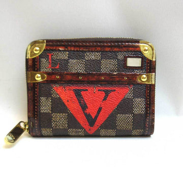 LOUIS VUITTON Zippy Coin Purse Brown x Red Wallet/Coin Case Women's Men's Damier Trunk Time M52745 LOUISVUITTON