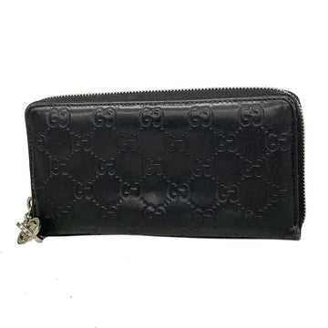 GUCCI long wallet sima 233025 leather black men's women's