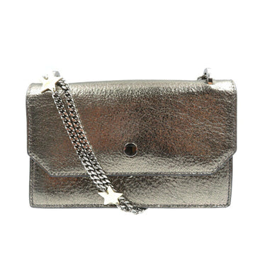 JIMMY CHOO Leather Silver Chain Shoulder Bag 0214