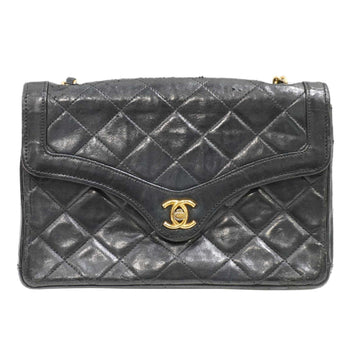 CHANEL Matelasse Shoulder Bag Black Lambskin Women's Men's