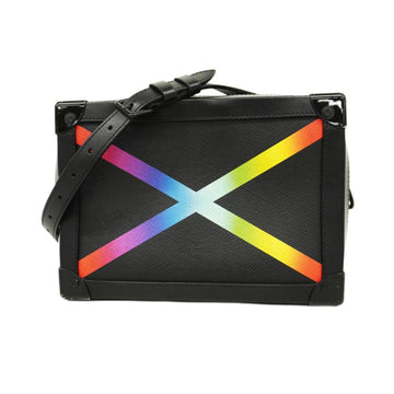 LOUIS VUITTON Shoulder Bag Taiga Rainbow Soft Trunk M30341 Black Men's