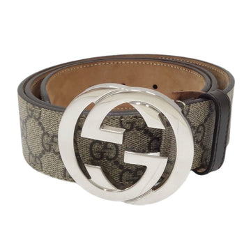 GUCCI GG Supreme Interlocking G 411924 Belt 95・38 Leather Beige 180315