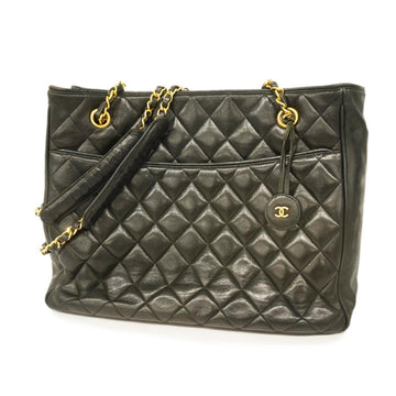 CHANEL Shoulder Bag Matelasse Chain Lambskin Black Women's