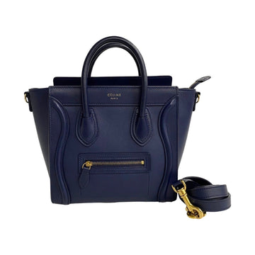 CELINE Luggage Nano Leather 2way Handbag Shoulder Bag Pochette Navy 0otk4119 240320otk4119