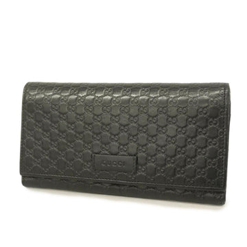 GUCCI Long Wallet Micro sima 449396 Leather Black Champagne Women's