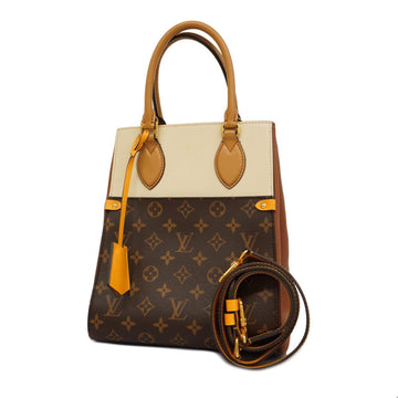 LOUIS VUITTON Handbag Monogram Fold Tote MM M45376 Camel Sunbeam Creme Ladies