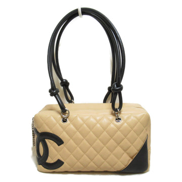 CHANEL Bowling bag Beige Black Calfskin [cowhide]