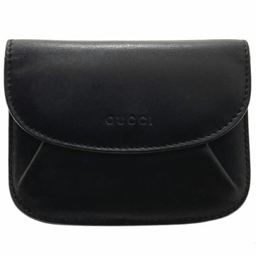 GUCCI Coin Case Leather Black 95971  Purse SYN-12562