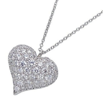 TIFFANY & Co. Necklace for women, PT950, diamond, pinched heart, platinum, polished