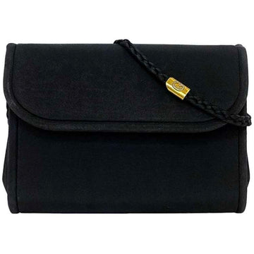 GUCCI Shoulder Bag Black Pochette Nylon  Flap Women's Compact Retro