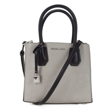 MICHAEL KORS Handbag 30S7SM9M2L Leather Grey White Black Shoulder Bag Women's