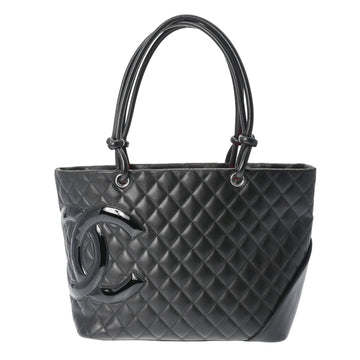 CHANEL Cambon Line Large Tote Black/Black A25169 Women's Lambskin Enamel Bag