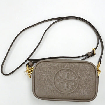 TORY BURCH Leather Camera Bag Crossbody Shoulder Greige JA-18845