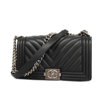 CHANEL Shoulder Bag Boy Chain Lambskin Black Women's