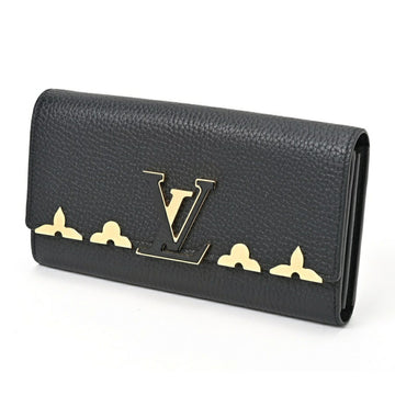 LOUIS VUITTON Portefeuille Capucines M64551 Taurillon Leather Black Gold S-155656