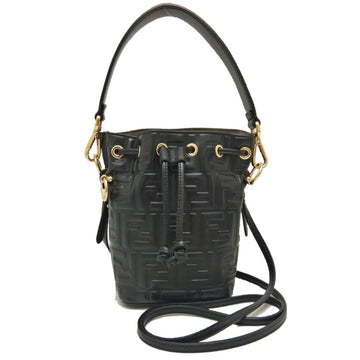 FENDI Montresor 8BS010 A3ZG Shoulder Bag Zucca Bucket Leather Black 251751