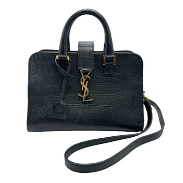 SAINT LAURENT Shoulder Bag Handbag Baby Cabas Embossed Leather Black Women's 568853 z1004