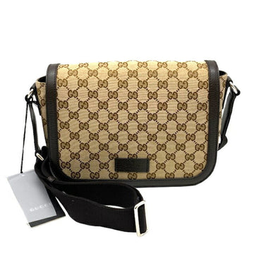 GUCCI Shoulder Bag GG Canvas 449172 Beige Dark Brown