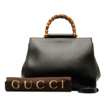 GUCCI Bamboo Handbag Shoulder Bag 453766 Black Leather Women's