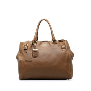PRADA Tote Bag Shoulder Brown Leather Women's