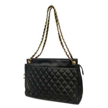 CHANEL Shoulder Bag Matelasse Chain Lambskin Black Women's