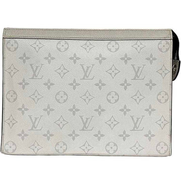 LOUIS VUITTON Clutch Bag Pochette Voyage MM Gray Taigarama M30840 f-20355 Second Canvas Leather FH1210  Handbag Monogram Men's