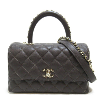 CHANEL Coco Handle XS2wayShoulder Bag Brown Dark brown leather Grained calfskin A92990