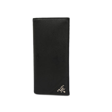 PRADA Long Wallet Saffiano Leather Black Men's