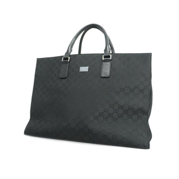 GUCCI Tote Bag GG Nylon 190630 Canvas Leather Black Women's