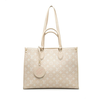LOUIS VUITTON Monogram On the Go MM Tote Bag Shoulder M46128 Rose Beige Yellow Leather Women's