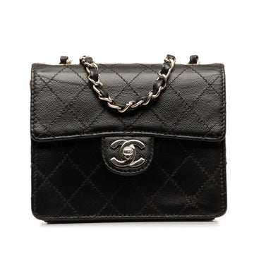 CHANEL Matelasse Coco Mark Chain Shoulder Bag Black Caviar Skin Women's