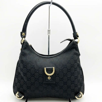 GUCCI Abbey Shoulder Bag Hobo Black GG Canvas Women's Fashion 130738 USED IT4LL4LFBOTF