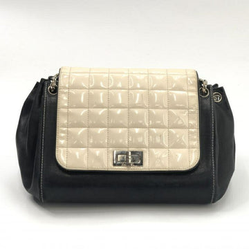 CHANEL Chocobar 2.55 Chain Shoulder Bag Black Ivory