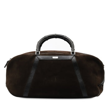 GUCCI Bamboo Handbag Boston Bag 002 1085 Brown Suede Leather Women's