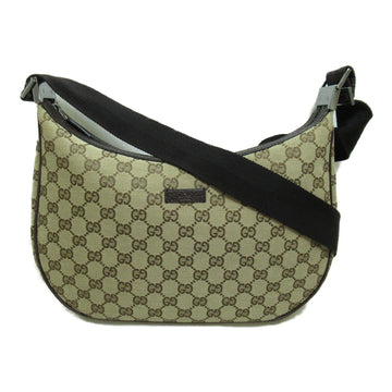 GUCCI Shoulder Bag Beige Dark brown GG canvas 122790